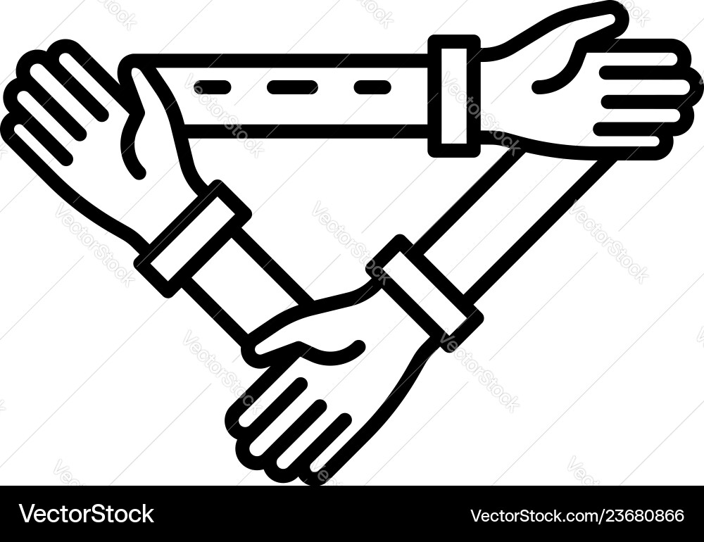 Triangular hand cohesion icon outline style Vector Image