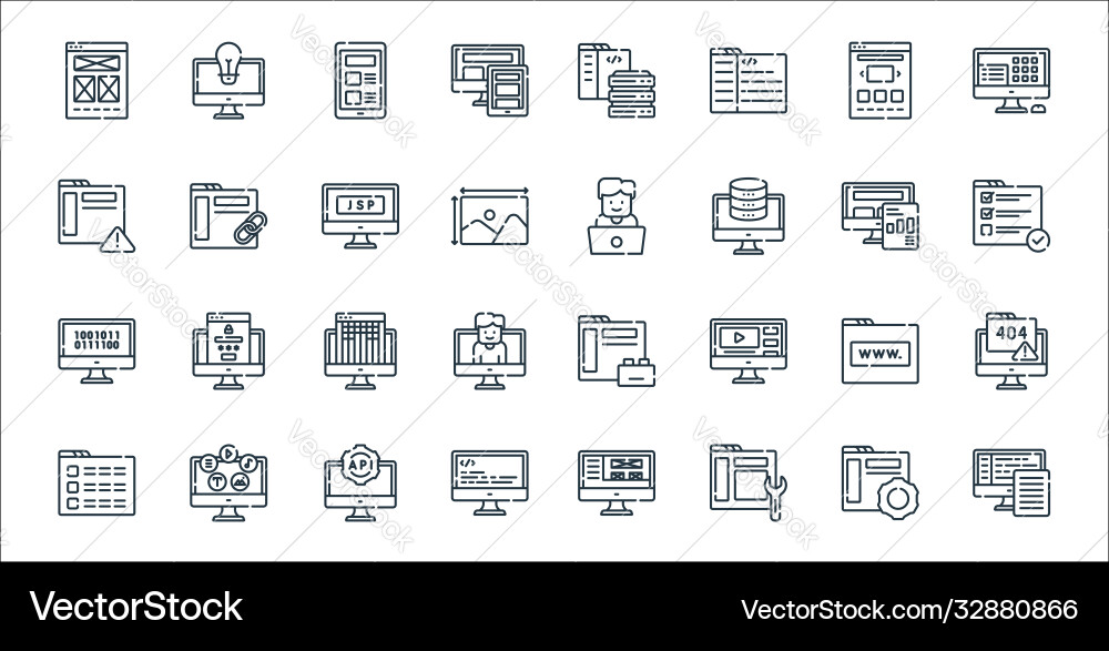 Web development line icons linear set quality Web development line icons linear set quality vector image