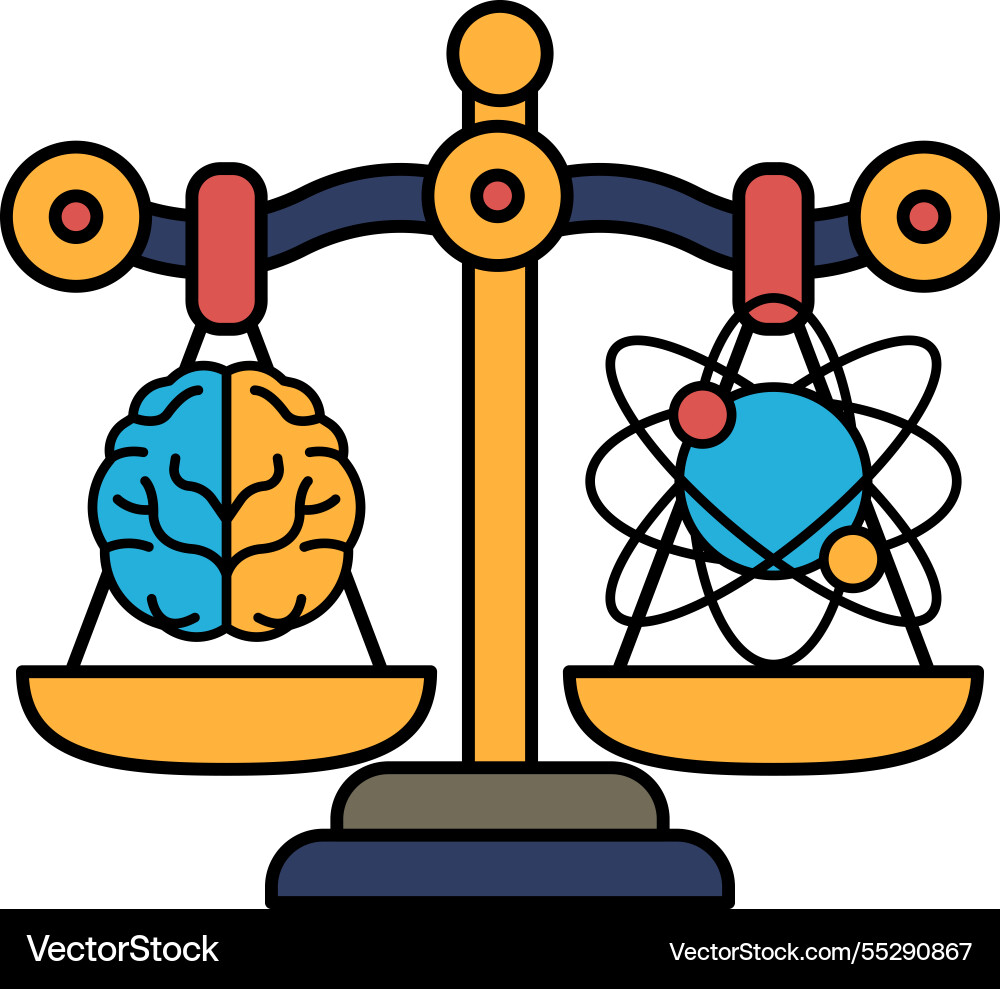 A scale with brain on one side and planet A scale with brain on one side and planet vector image
