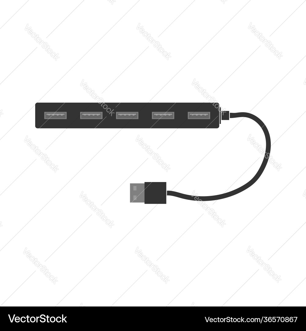 A simple rectangular usb hub with one row A simple rectangular usb hub with one row vector image