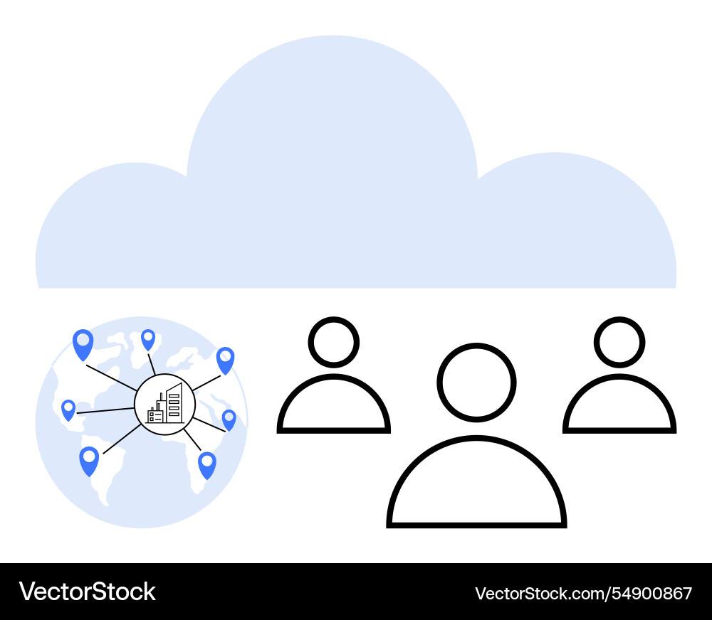 Cloud-based global networking connecting teams Cloud-based global networking connecting teams vector image