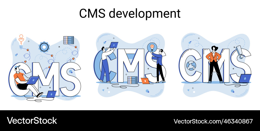 Concept of digital content management system cms Concept of digital content management system cms vector image
