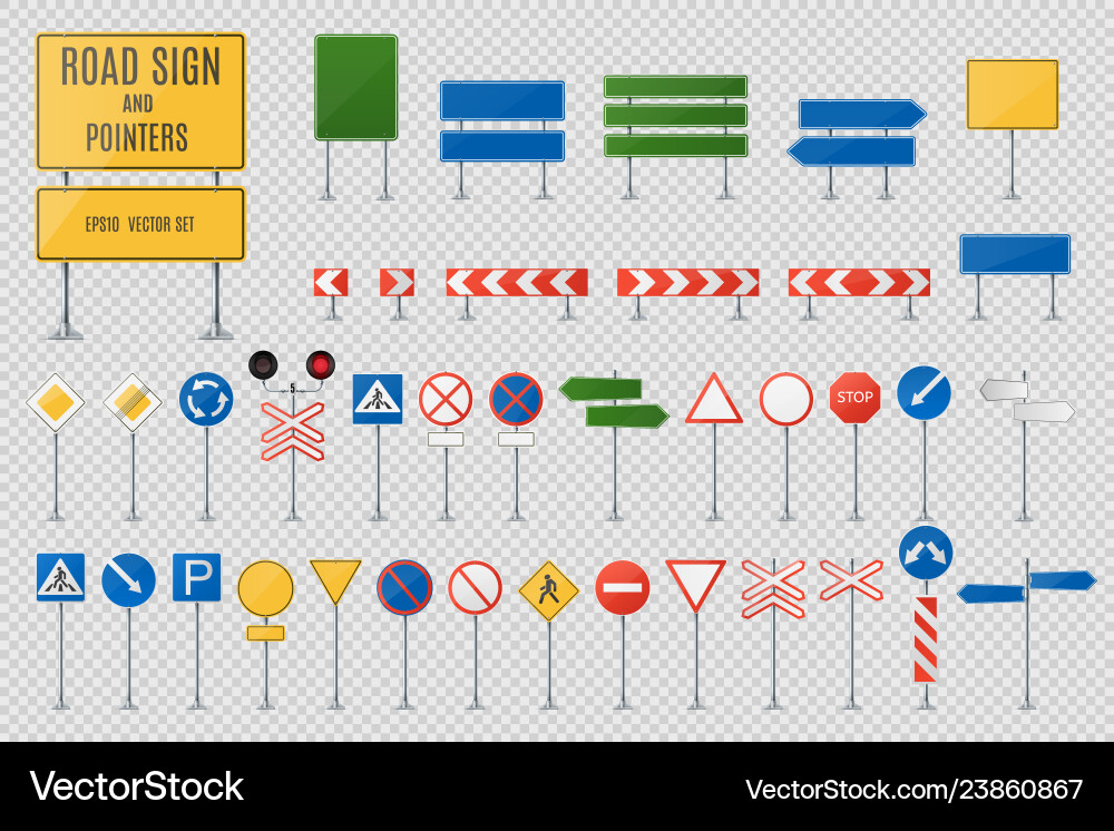 Different types of road signs and pointers Different types of road signs and pointers vector image