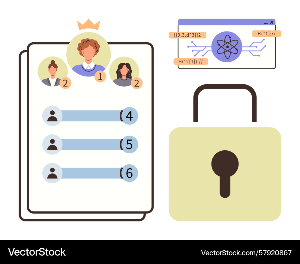 Digital leaderboard with user rankings encryption Vector Image