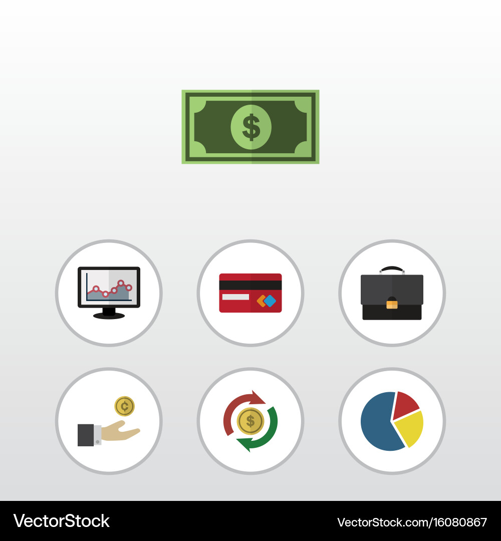 Flat icon gain set of interchange chart graph vector image