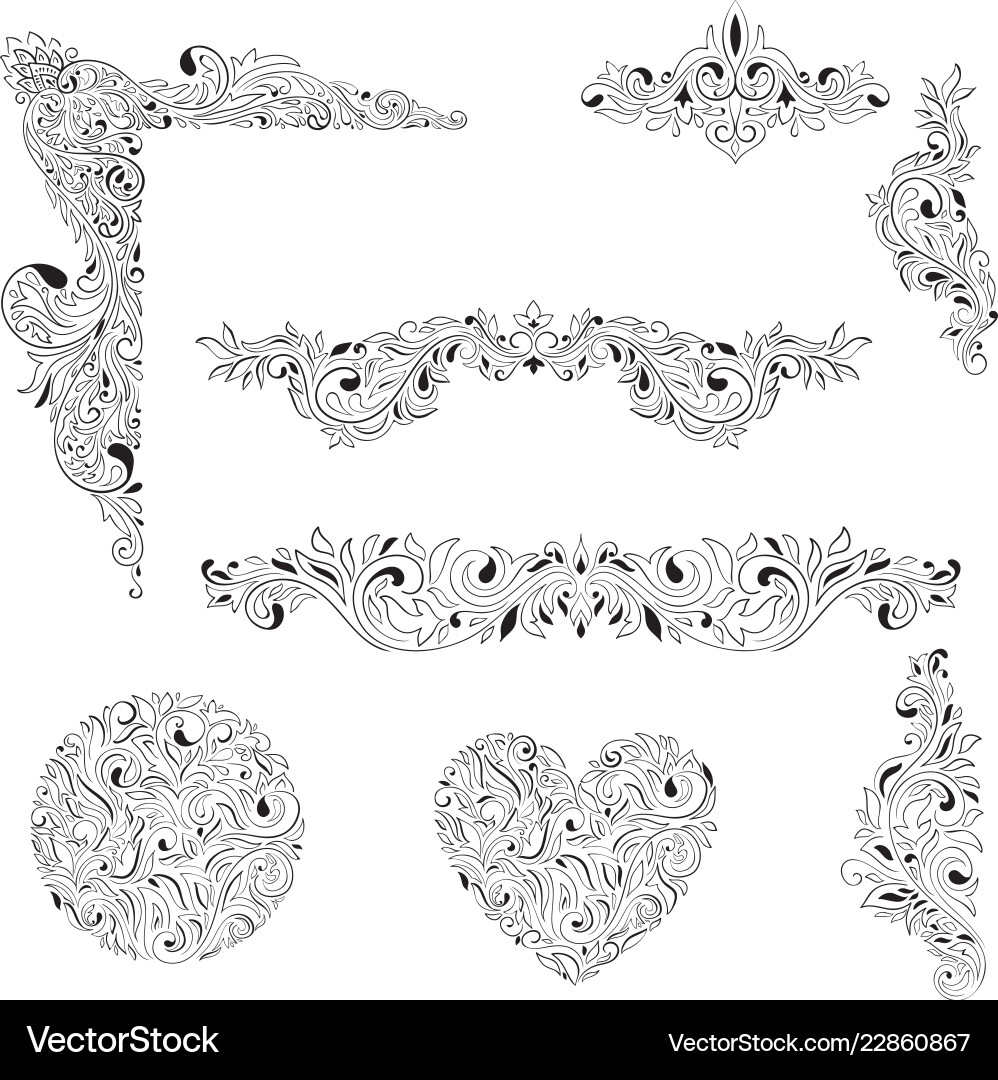 Floral Decorative Elements Vector Image