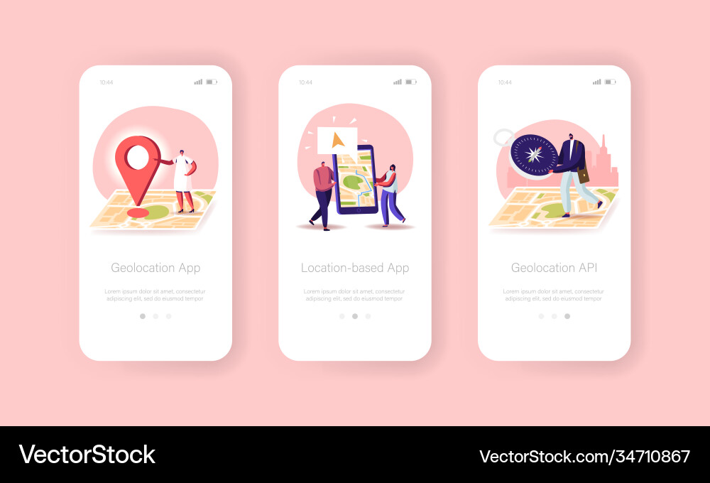 Gps navigation positioning mobile app page onboard Gps navigation positioning mobile app page onboard vector image