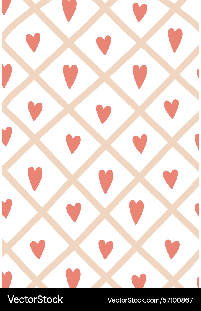Heart pattern with geometric grid background vector image