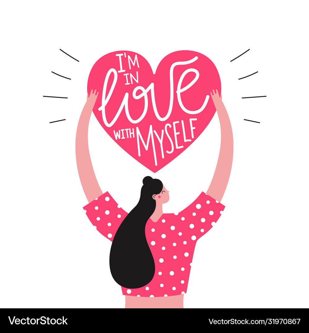 Long hair young woman holding big pink heart im Long hair young woman holding big pink heart im vector image