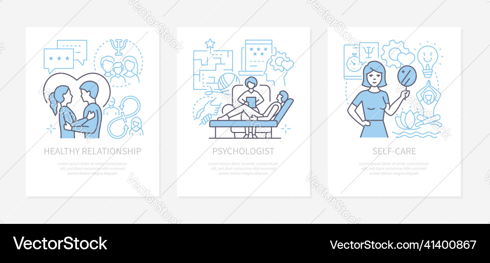 Mental health - modern line design style banners Mental health - modern line design style banners vector image
