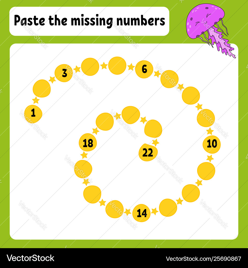 Paste missing numbers handwriting practice vector image