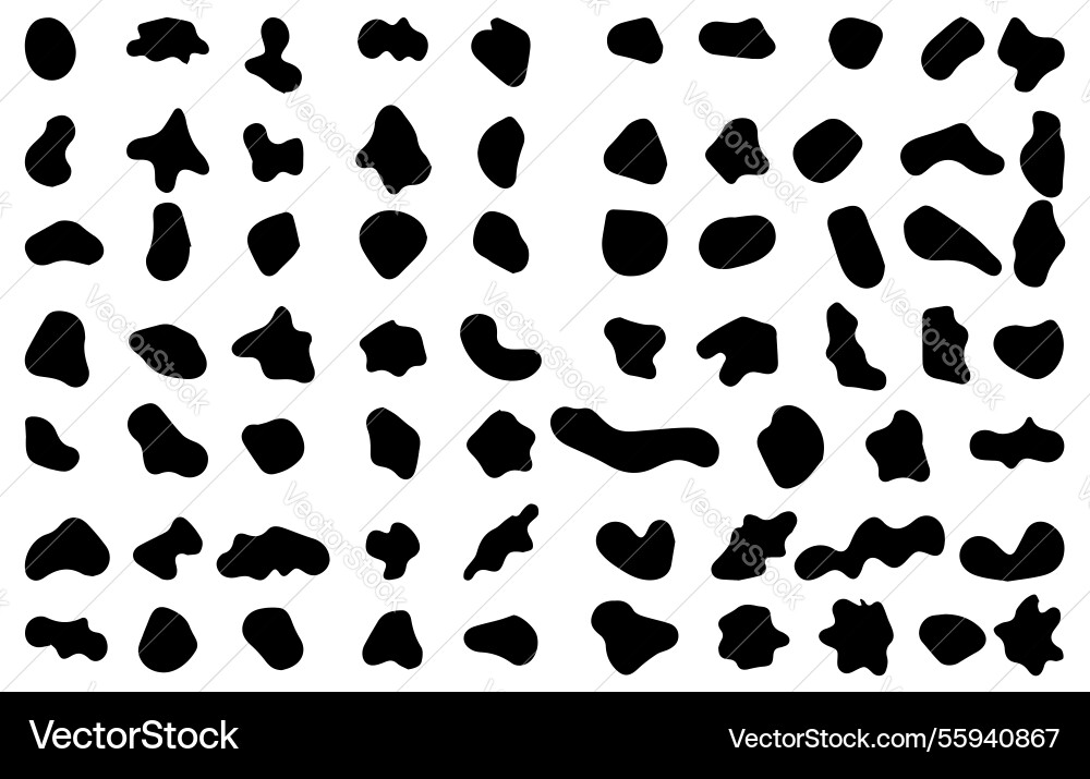 Random shapes organic black blobs of irregular Random shapes organic black blobs of irregular vector image