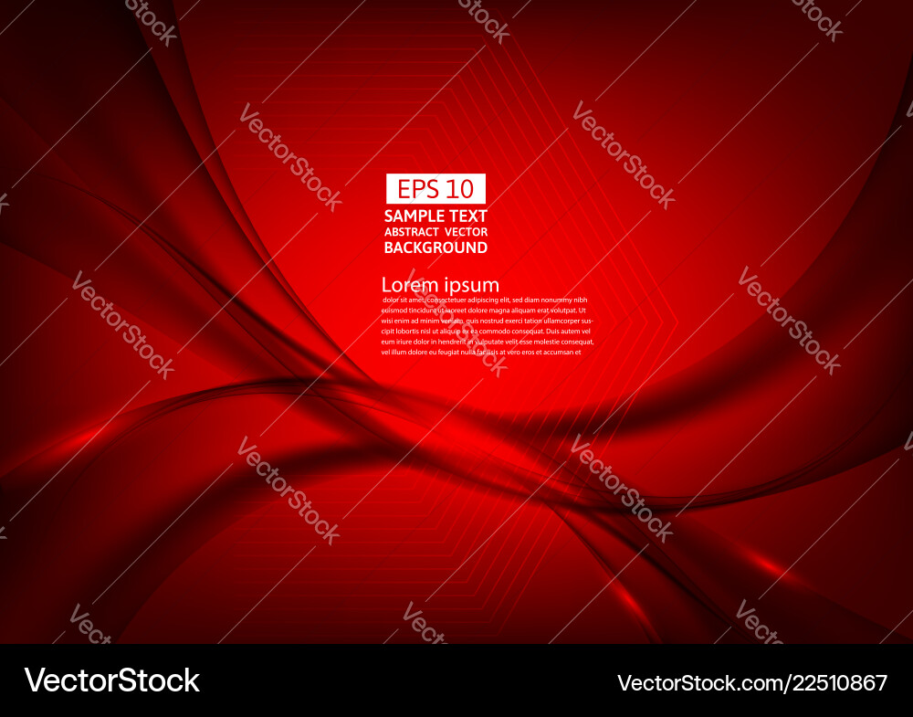 Red color waves abstract background design Vector Image