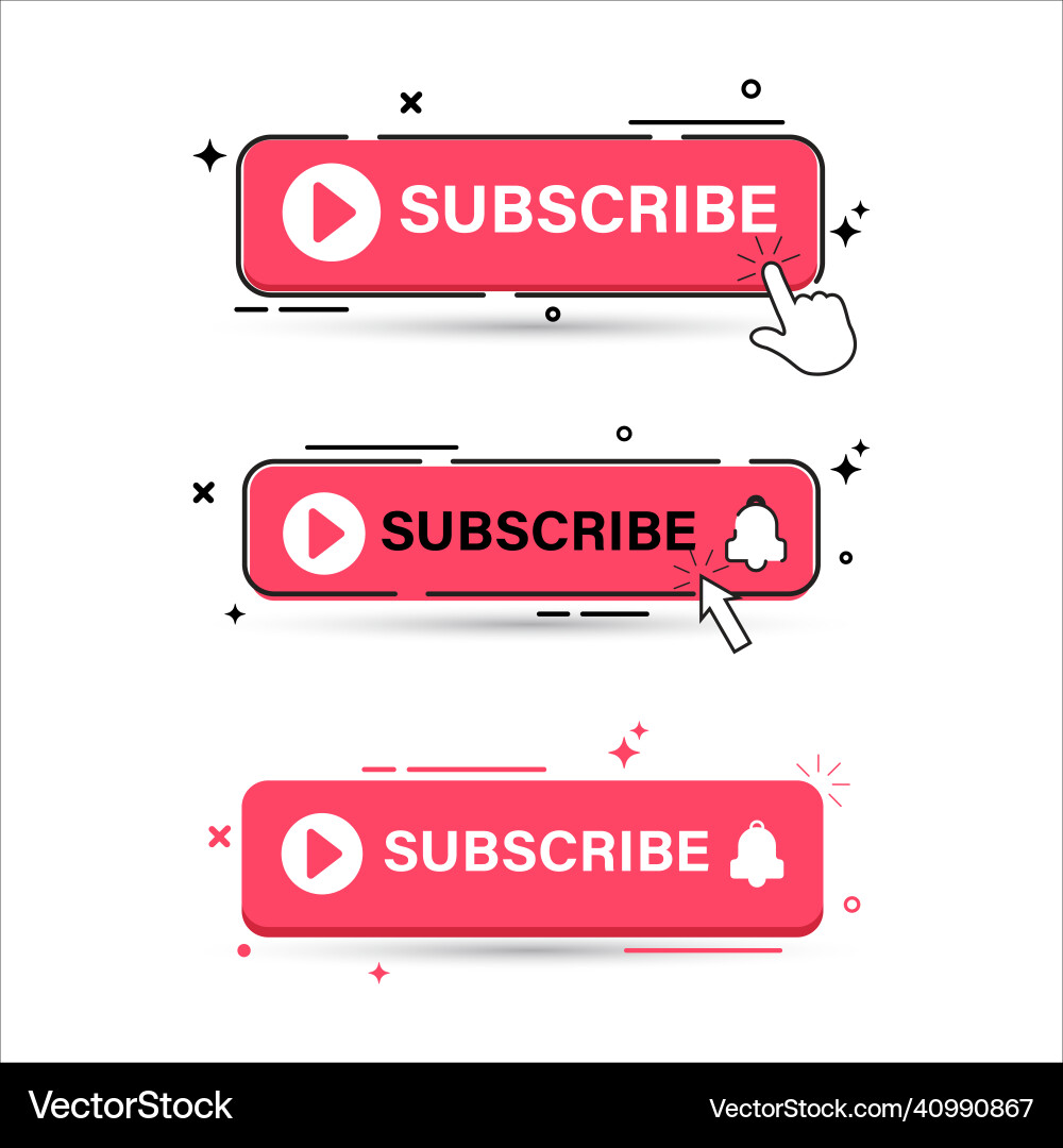 Subscribe button set with red color vector image