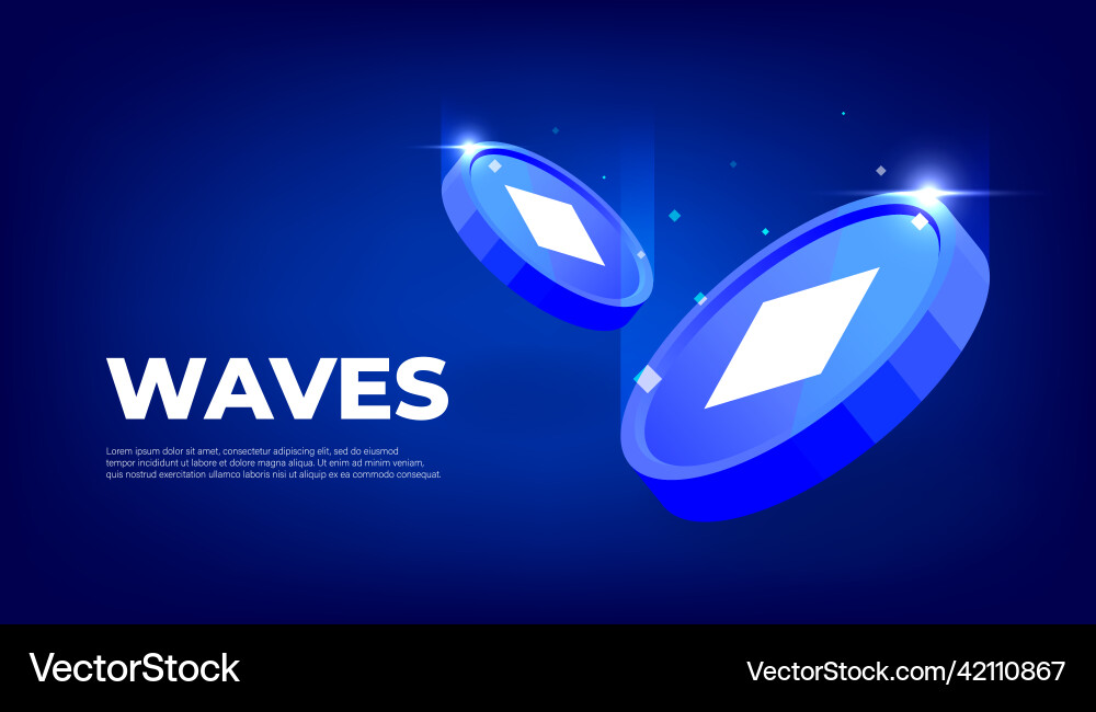 Waves coin banner cryptocurrency Waves coin banner cryptocurrency vector image