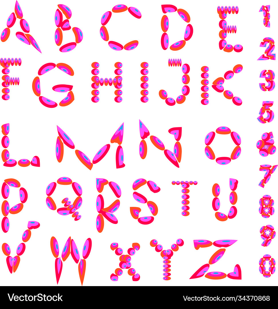 Abstract colorful font and alphabet Vector Image