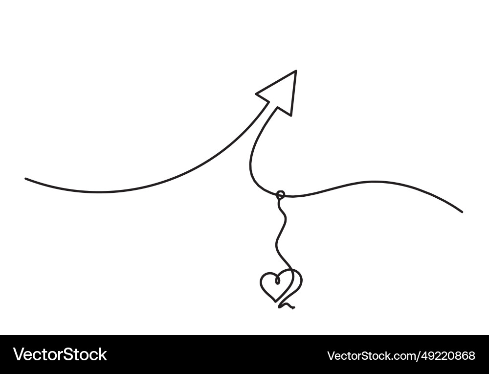 Abstract continuous lines arrows with heart Vector Image