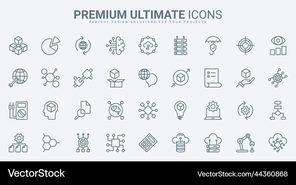 Ai machine learning and science thin line icon vector image