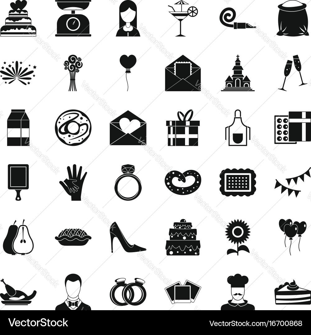 Cake icons set simple style Vector Image