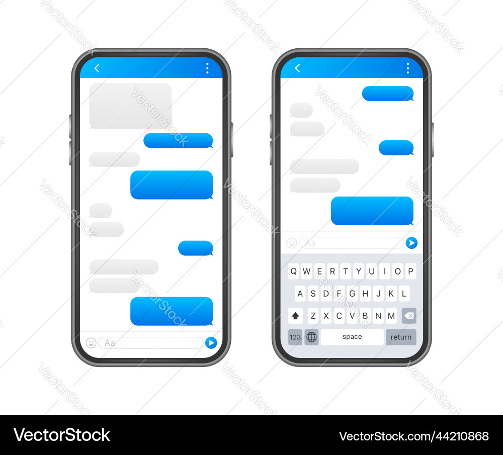 Chat interface application with dialogue window Chat interface application with dialogue window vector image