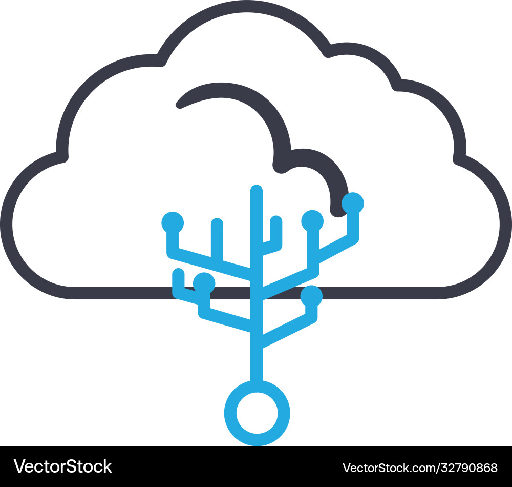 Cloud computing with circuit line style icon vector image