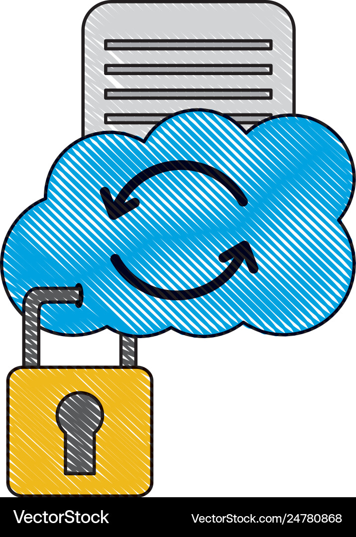 Cloud computing with document and padlock Cloud computing with document and padlock vector image