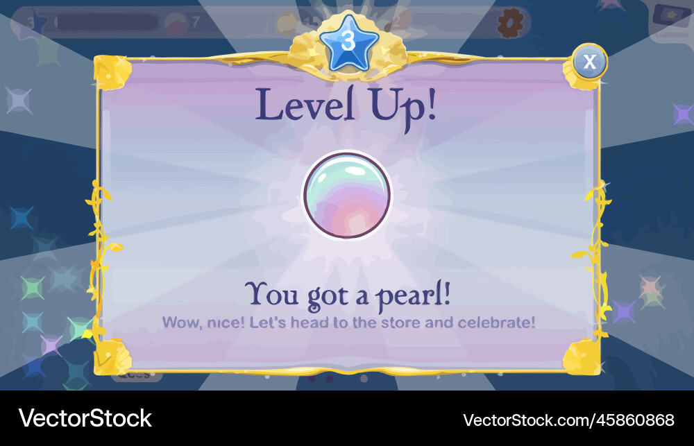 Complete set of level button game ui pop-up icon Vector Image