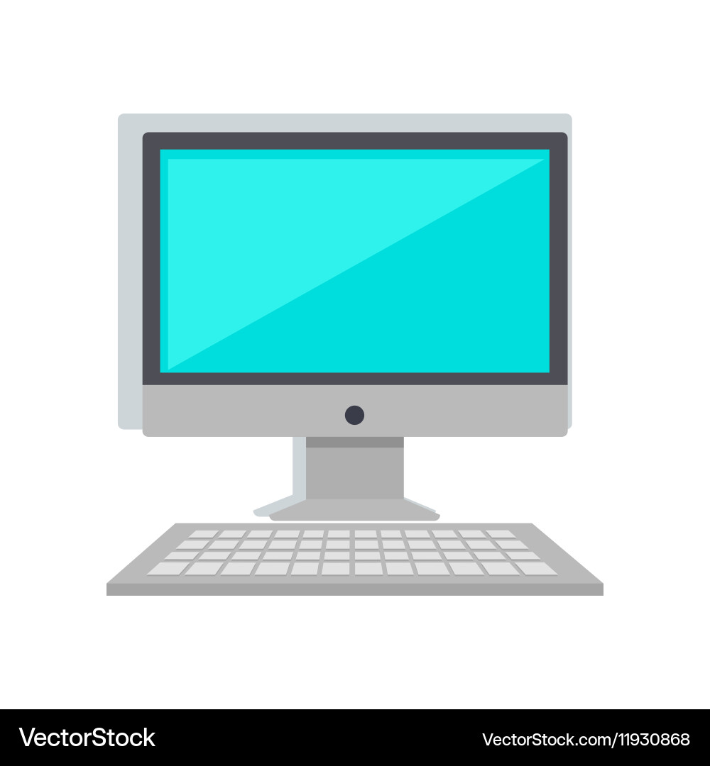 Computer monitor with keyboard isolated on white vector image