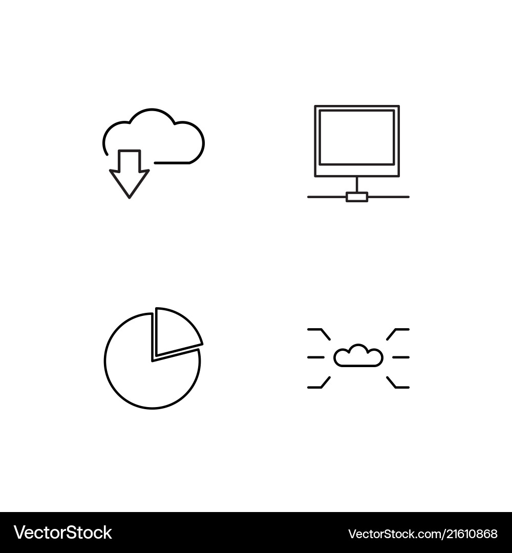 Data analytics linear icons set simple outline vector image
