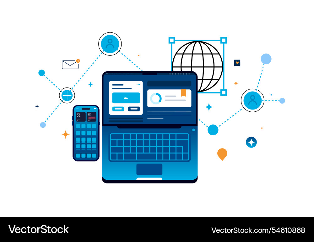 Digital Networking & Communication vector image