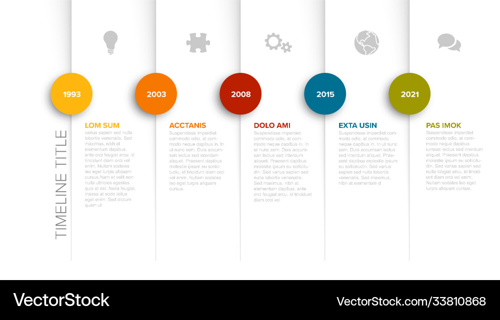 Minimalistic timeline template with circle icons Minimalistic timeline template with circle icons vector image