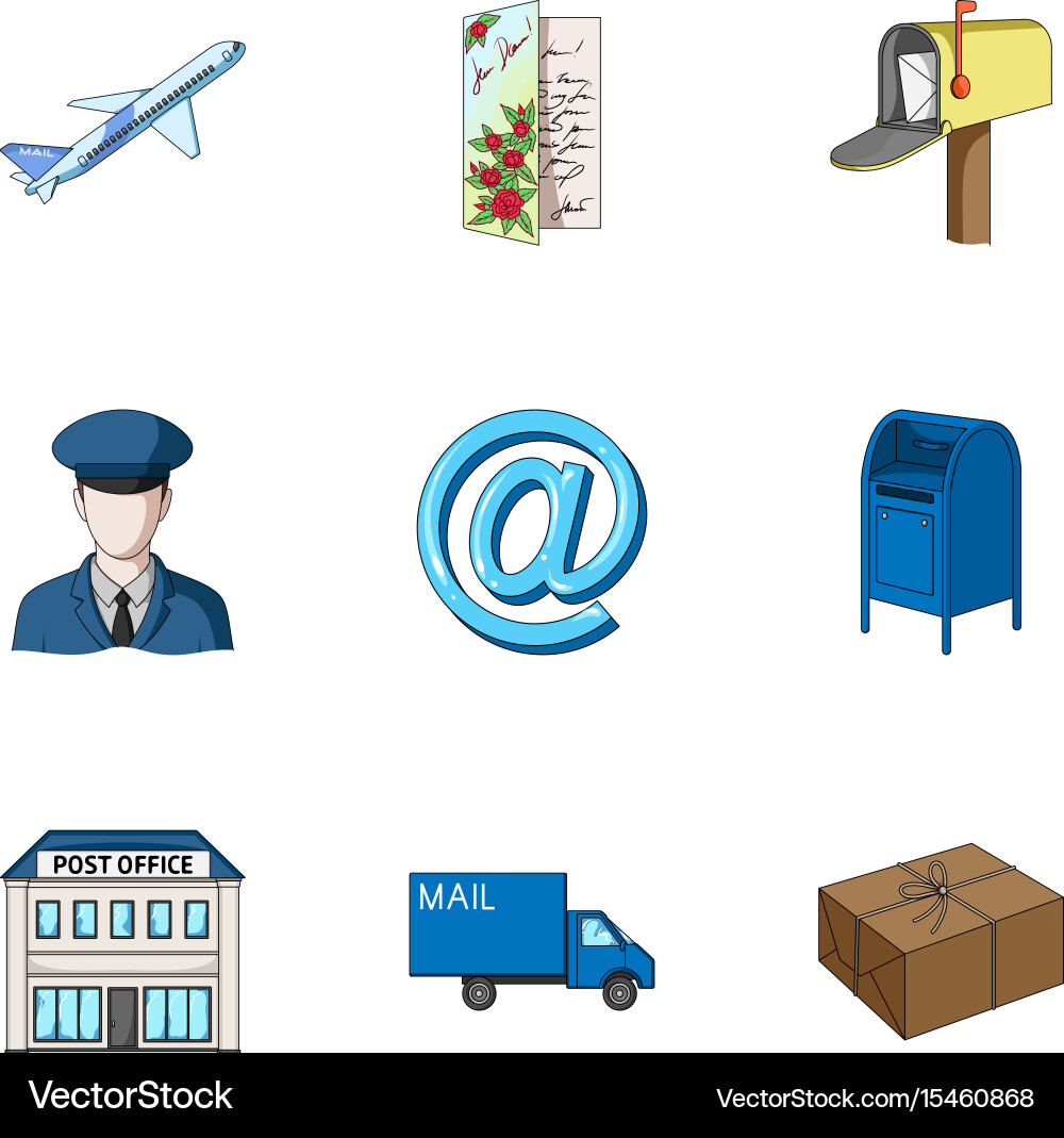 Postman envelope mail box and other attributes vector image
