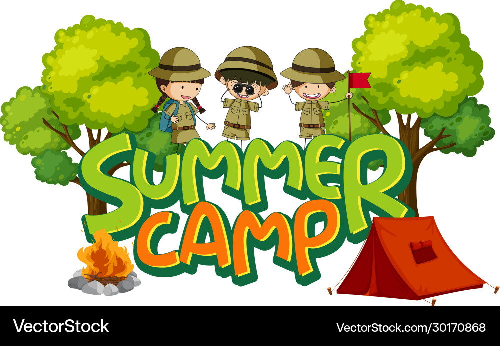 Schrift Design für Wort Sommercamp mit Kindern Schrift Design für Wort Sommercamp mit Kindern vektorbild