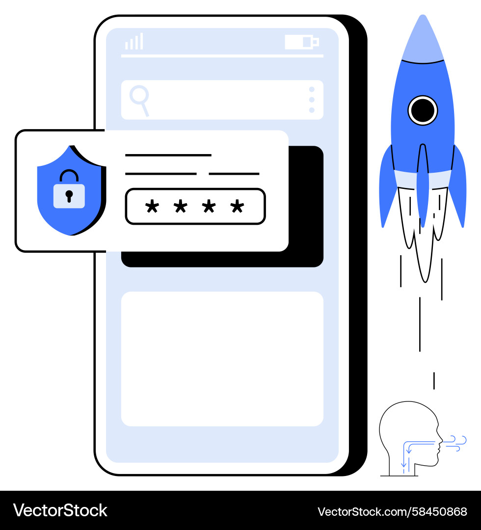 Secure Login Rocket Interface Vector Image