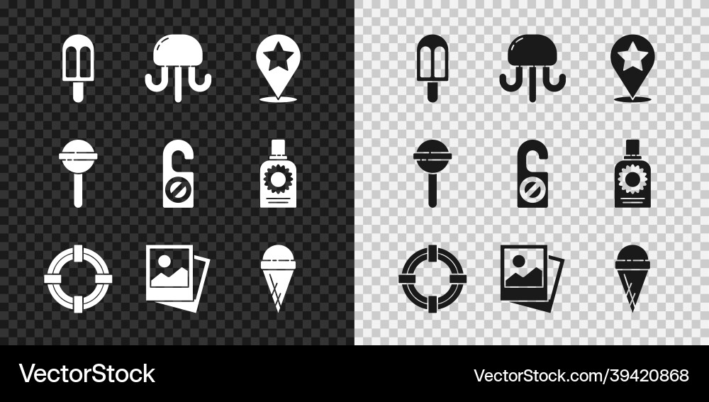 Set ice cream jellyfish map pointer with star Set ice cream jellyfish map pointer with star vector image