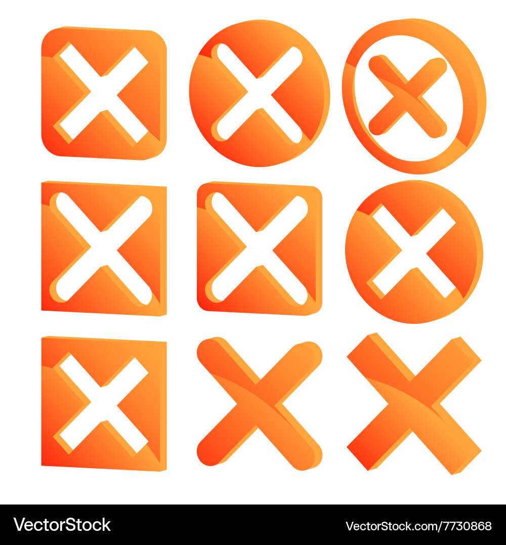 Various three dimensional x marks 3d cross Vector Image