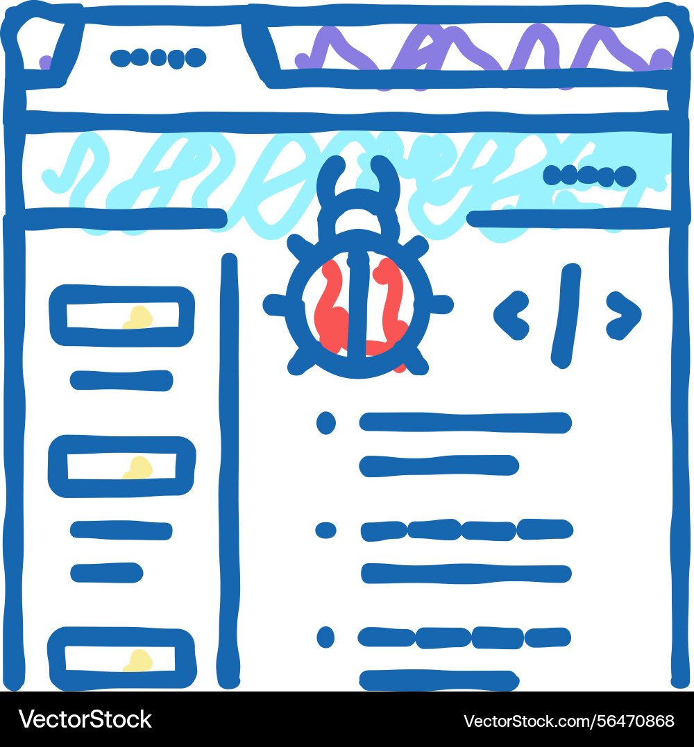 Virus coding development icon doodle vector image