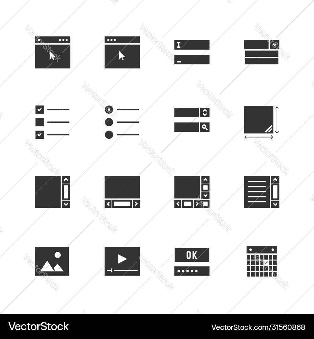 Web or app form elements icon set Web or app form elements icon set vector image