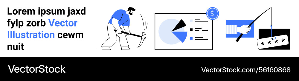 Worker mining resources financial growth chart Worker mining resources financial growth chart vector image