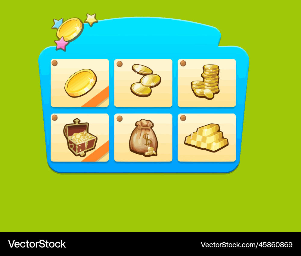 Complete set of level button game ui pop-up icon Vector Image