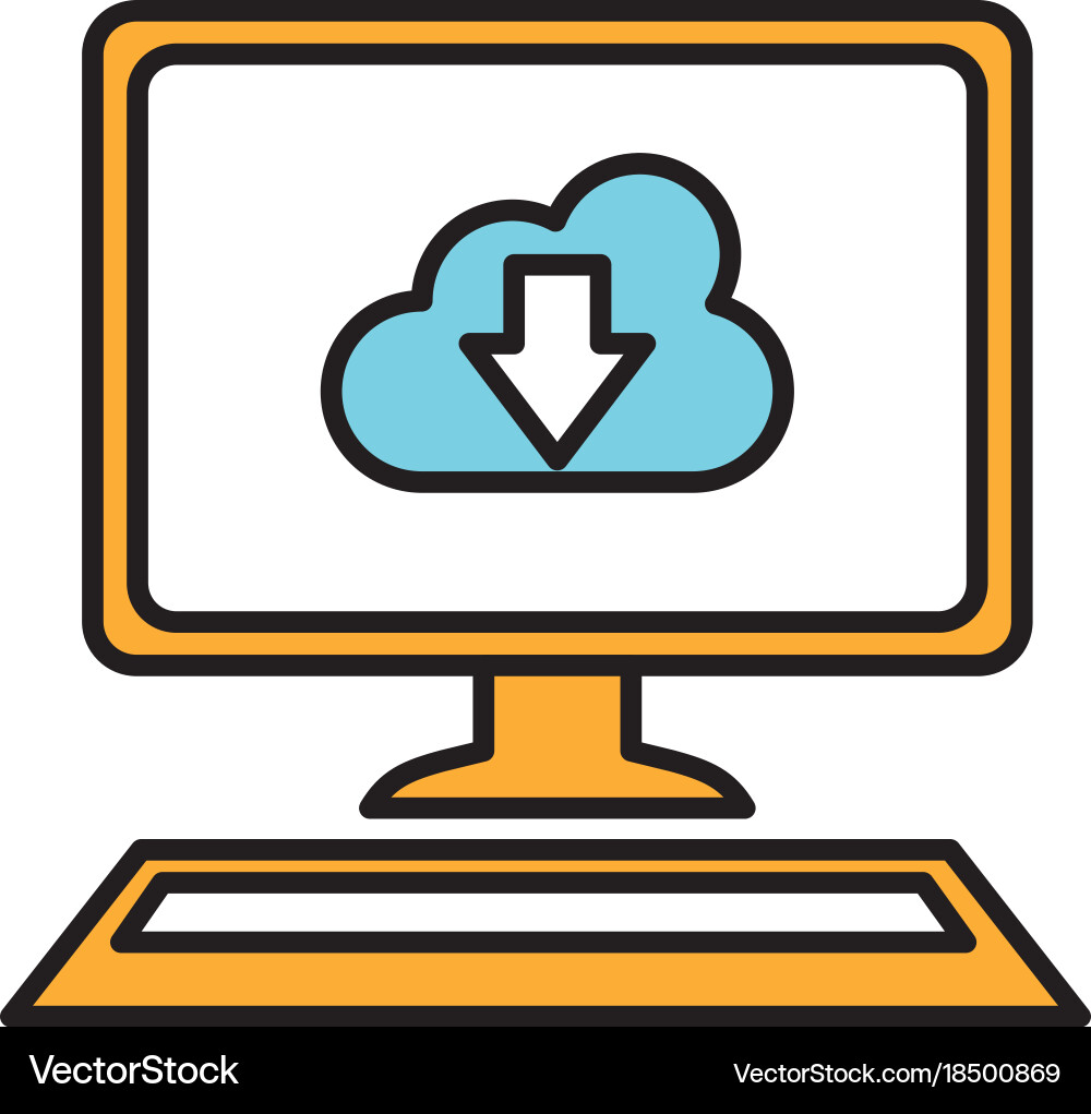 Desktop computer with cloud computing vector image