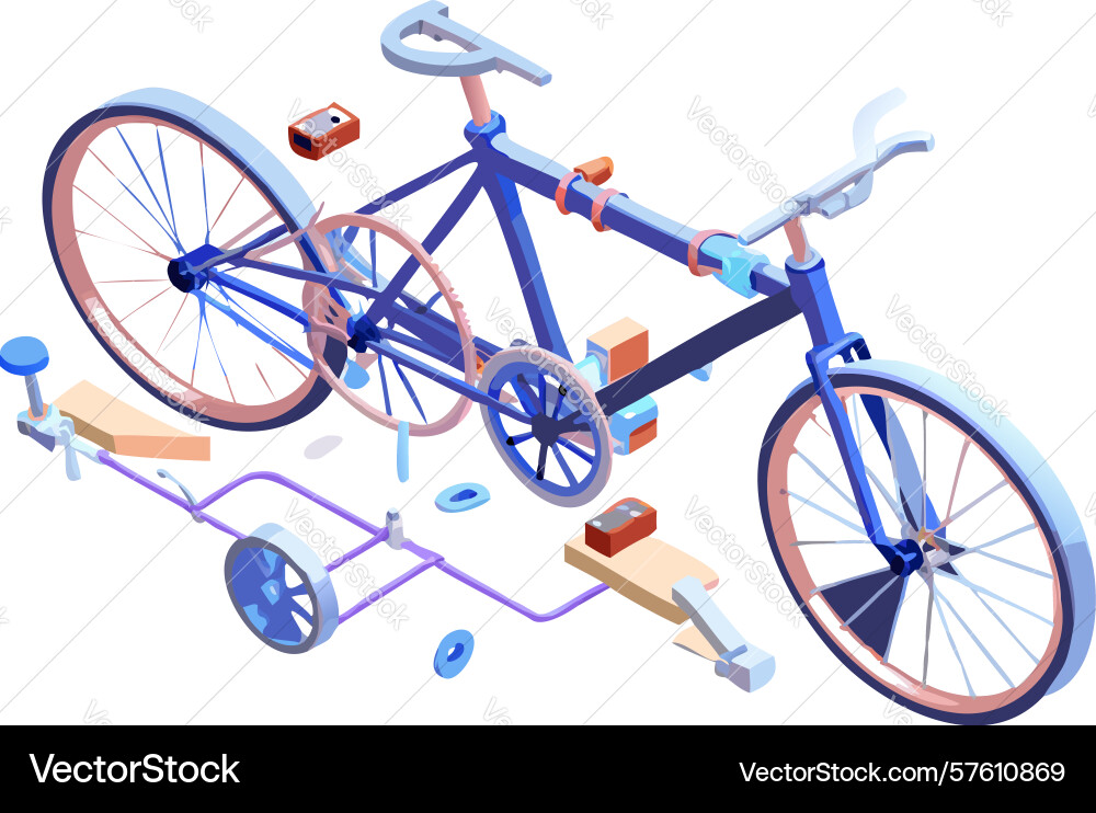 Exploded view of bicycle mechanical components Vector Image