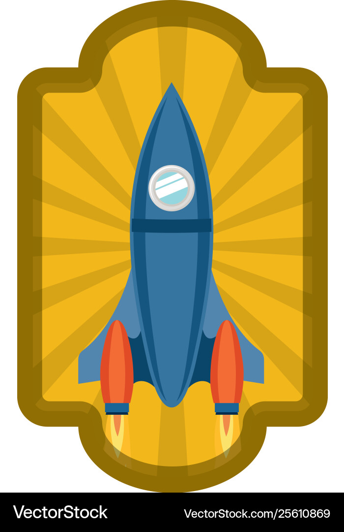 Frame with rocket taking off icon vector image