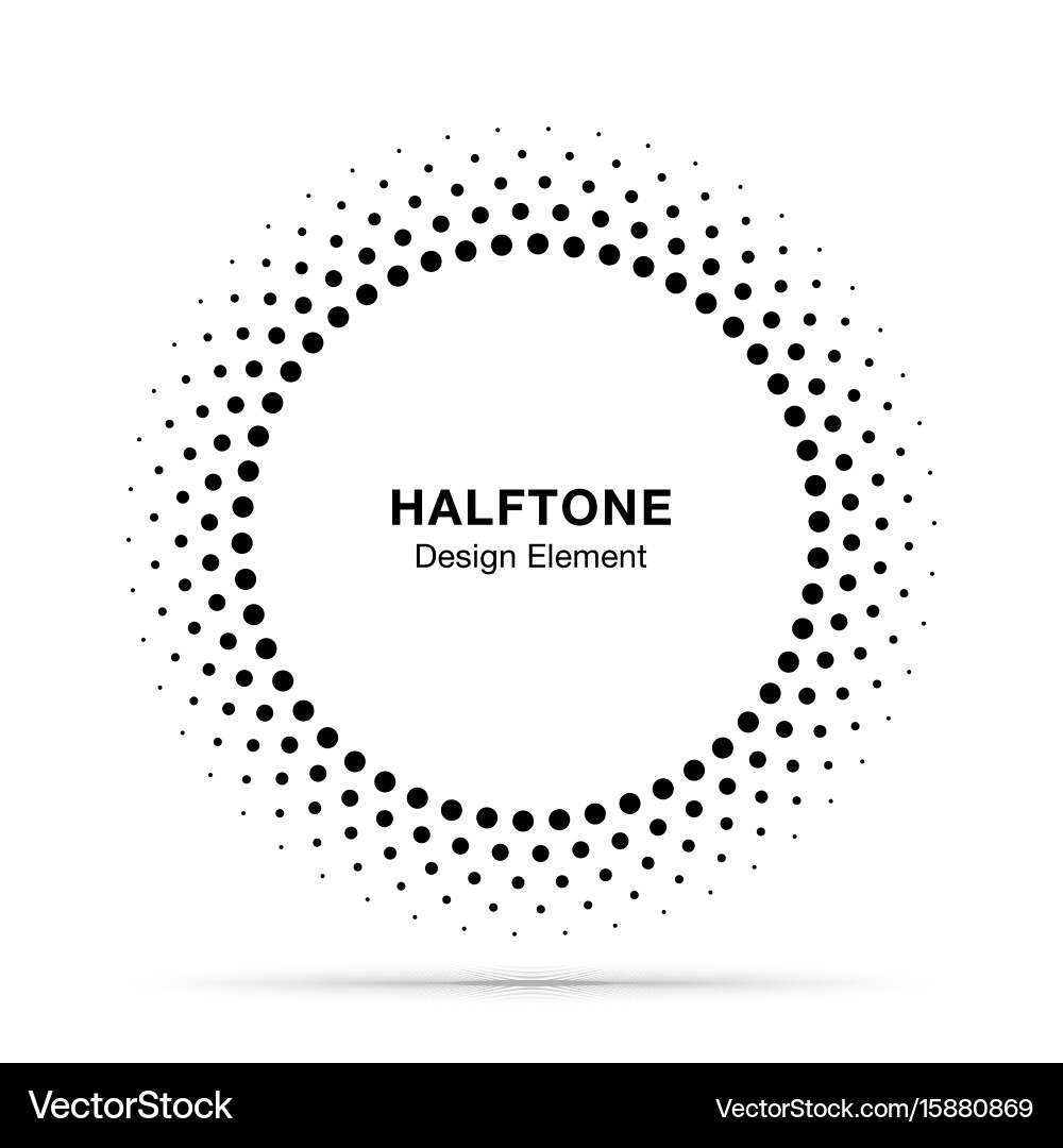 Halftone circle frame dots logo emblem Royalty Free Vector