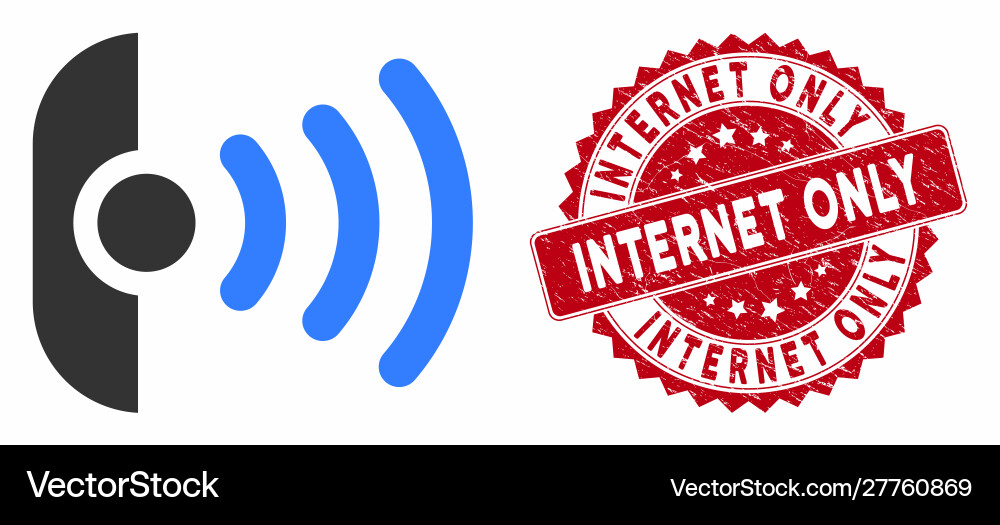 Radio sensor icon with scratched internet only Radio sensor icon with scratched internet only vector image