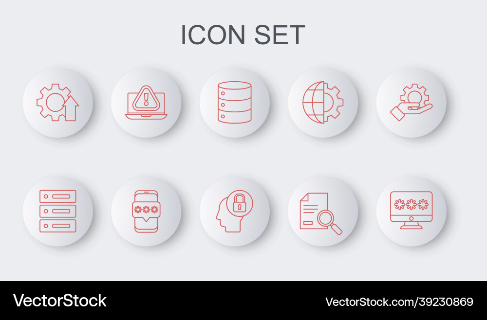 Set line monitor with password server data web Set line monitor with password server data web vector image