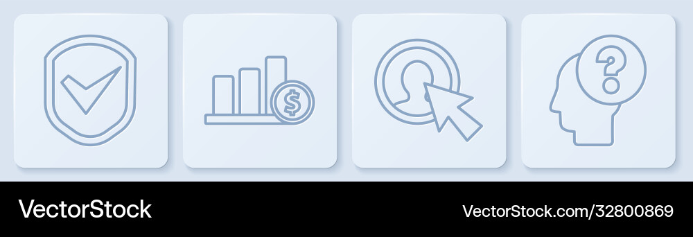 Set line shield with check mark user man Set line shield with check mark user man vector image