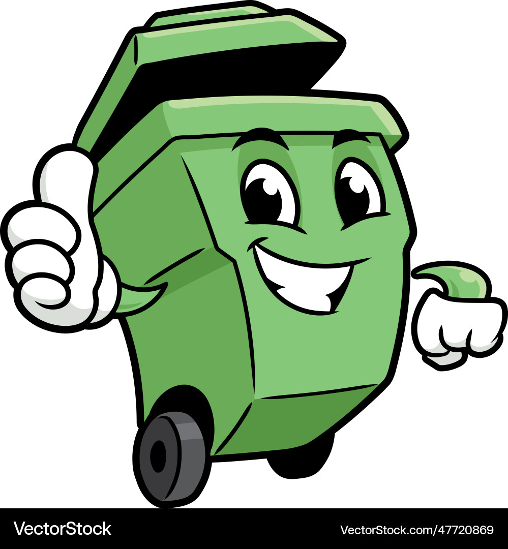 Smiling Trash Can with Upward Thumb Vector Image