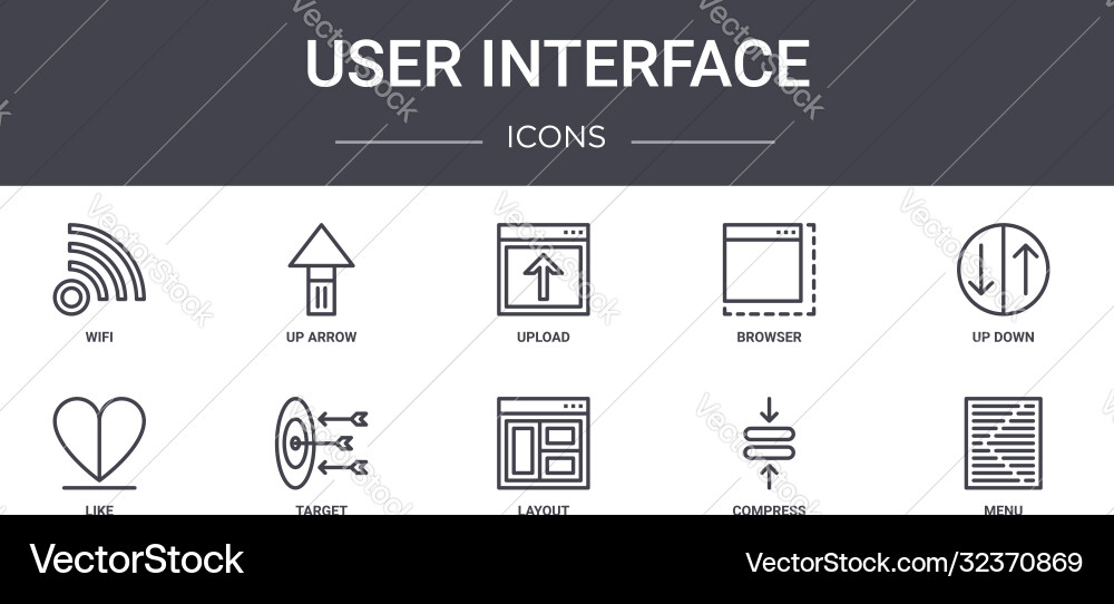 User interface concept line icons set contains User interface concept line icons set contains vector image