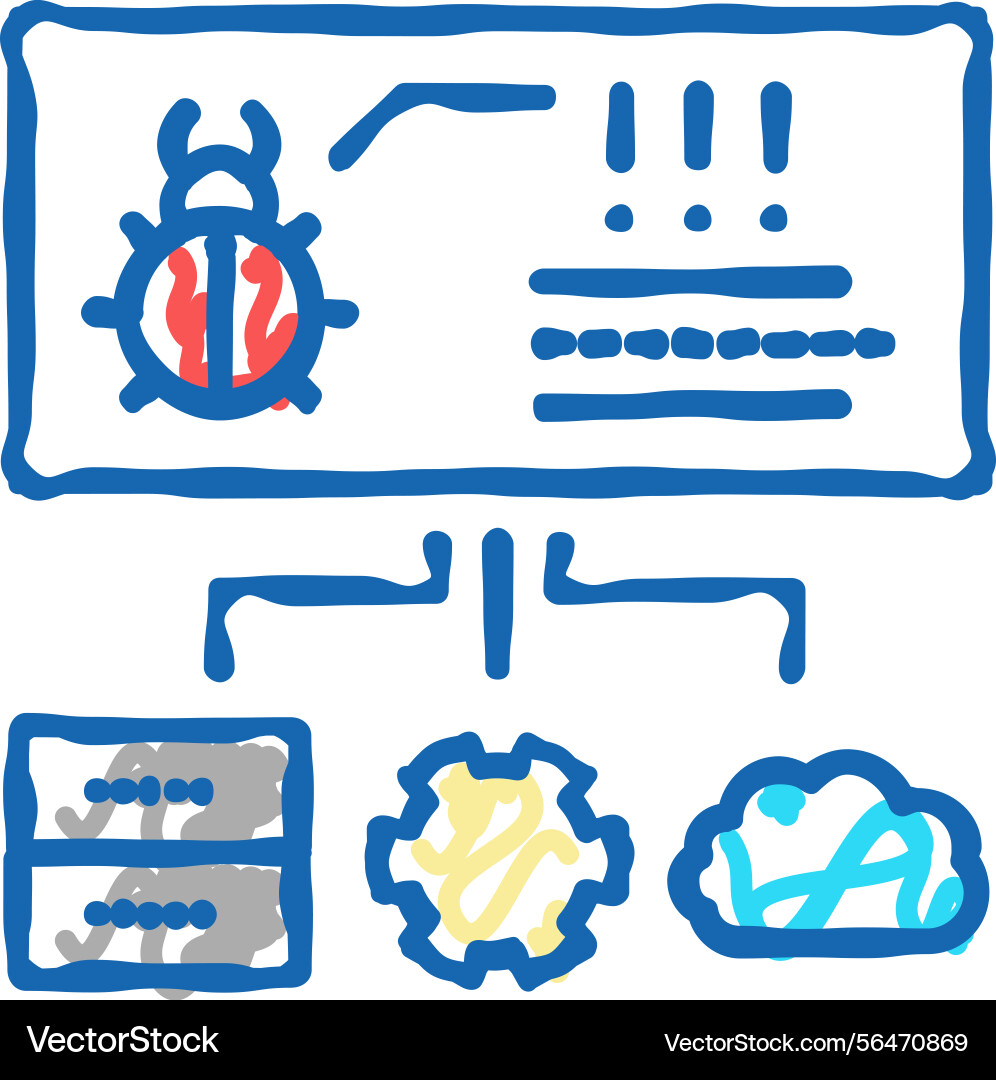 Virus on server cloud and computer components Virus on server cloud and computer components vector image